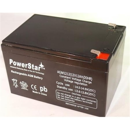 Batteryjack PowerStar AGM1212-80 Peg Perego Gator Polaris Gaucho Hummer Battery 12V; 12Ah Replacement Battery AGM1212-80